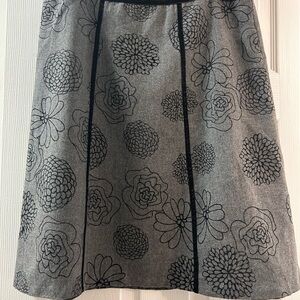 East 5th Black and Gray Floral A-Line Skirt